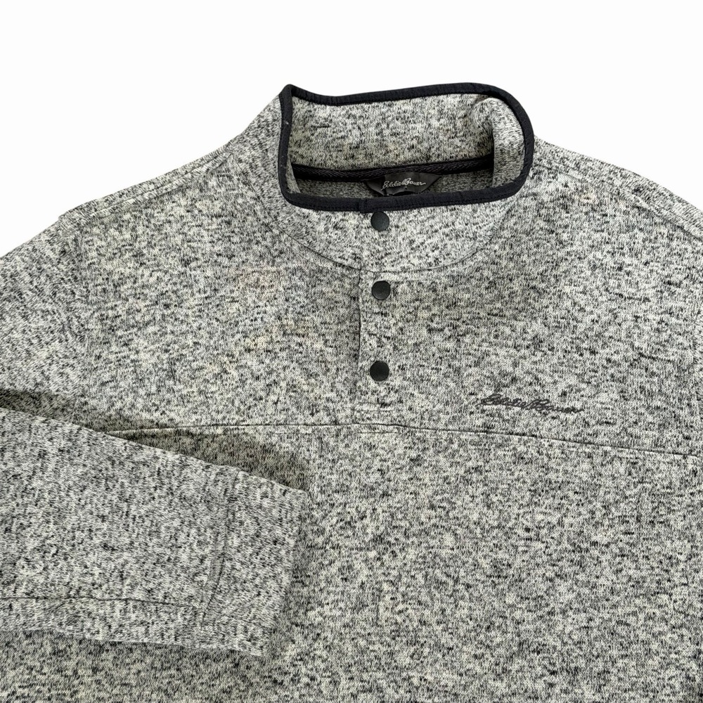 Eddie Bauer Men's 1/4 Snap‎ Mock Neck Fleece Pullover Sweater XL Gray Gorpcore